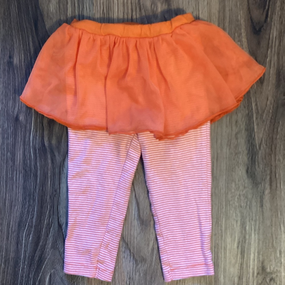 Carter's Orange and White Striped leggings with tutu
